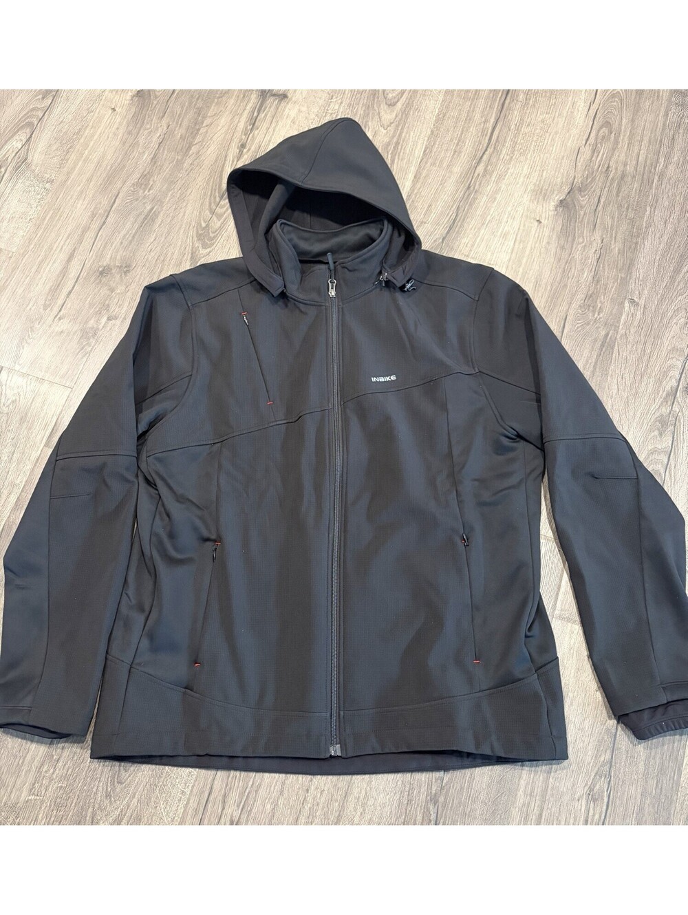 INBIKE Men's Winter Cycling Softshell Jacket Black XXL Detachable Hood Pockets